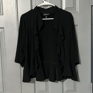 Black ruffle silky cardigan.